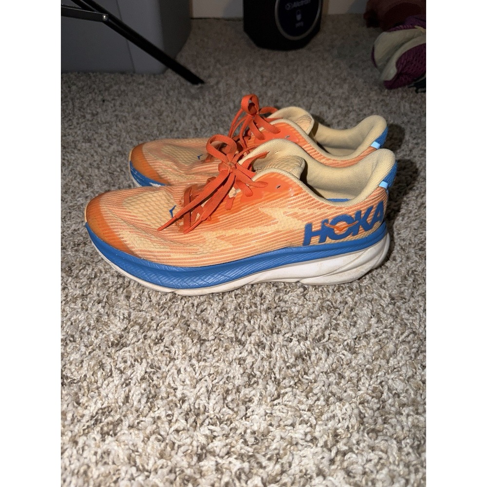 Hoka One One Clifton 9 Running Shoes Youth 7 / Women's 8.5 M Orange Blue NICE - Picture 3 of 8